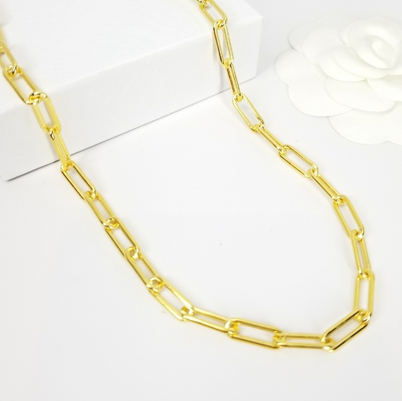 NWT 18K Gold Filled Paperclip Links Chain Necklace - Picture 4 of 10